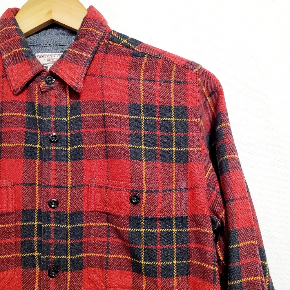 Wallace & Barnes Tartan Plaid Flannel Shirt J. Crew Mens Small